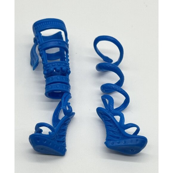 Monster High Doll Jane Boolittle Blue Gladiator Style Snake Wedges Shoes - Picture 3 of 3